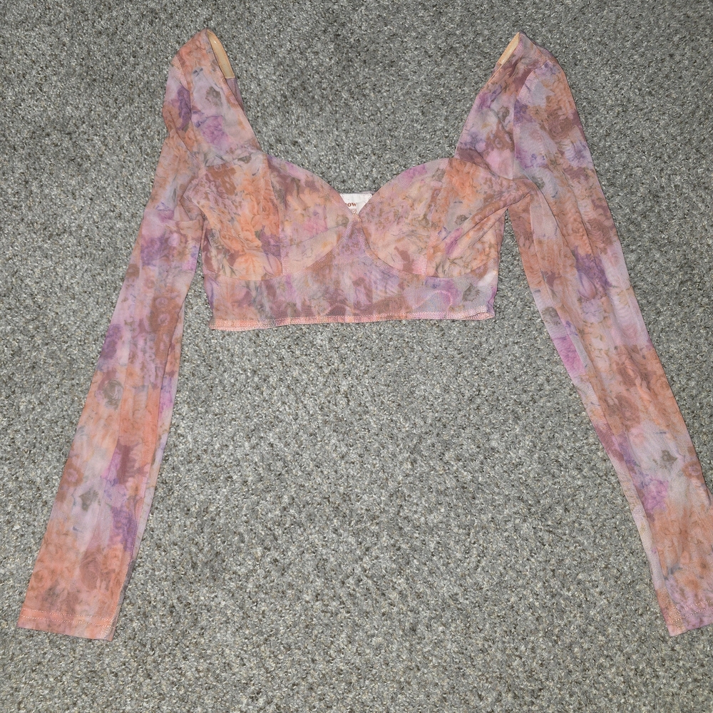 Women's Showpo Eye On You Crop Top In Atomic Tangerine Floral Size 8 - Picture 3 of 7